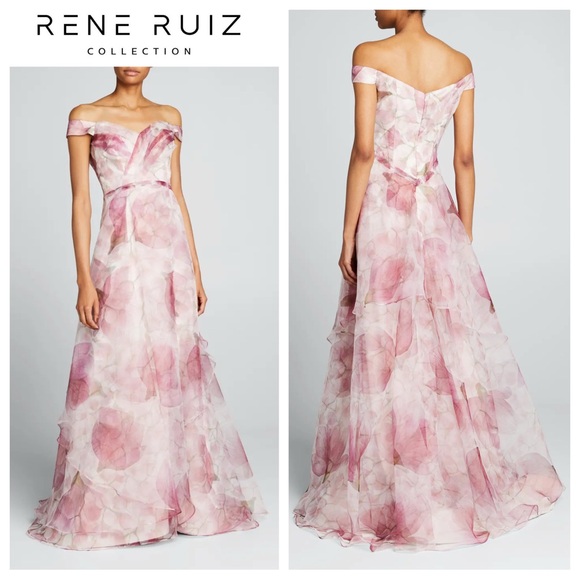 Rene Ruiz Dresses & Skirts - RENE RUIZ COLLECTION Off-the-Shoulder Floral Organza Gown